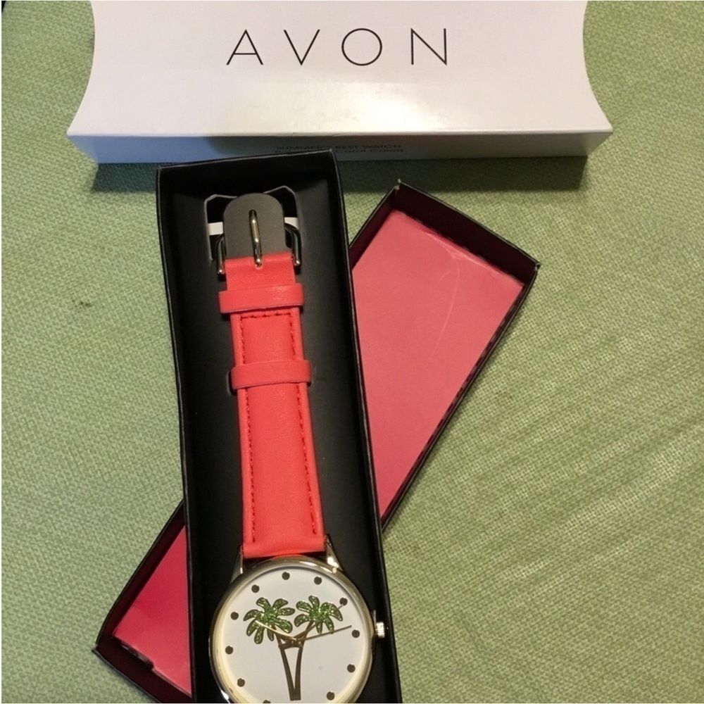 AVON Woman’s Summers Best watch palm tree new in box Faux leather like s… - Picture 2 of 13